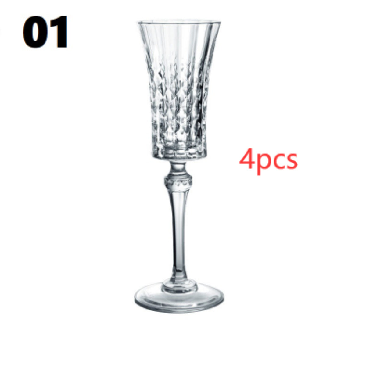 Crystal Champagne Engraved Red Goblet Wine Glass
