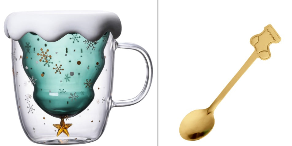 High Borosilicate Christmas Tree Double Glass Water Cup