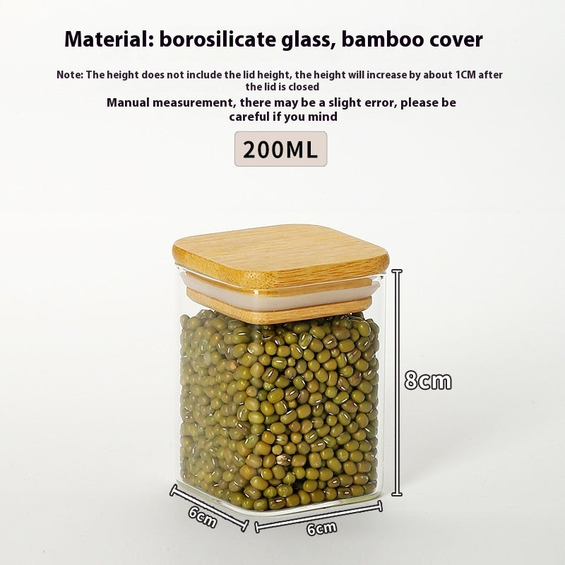 Kitchen Jar For Food Storage Round High Borosilicate Food Glass Jars with Bamboo Lid