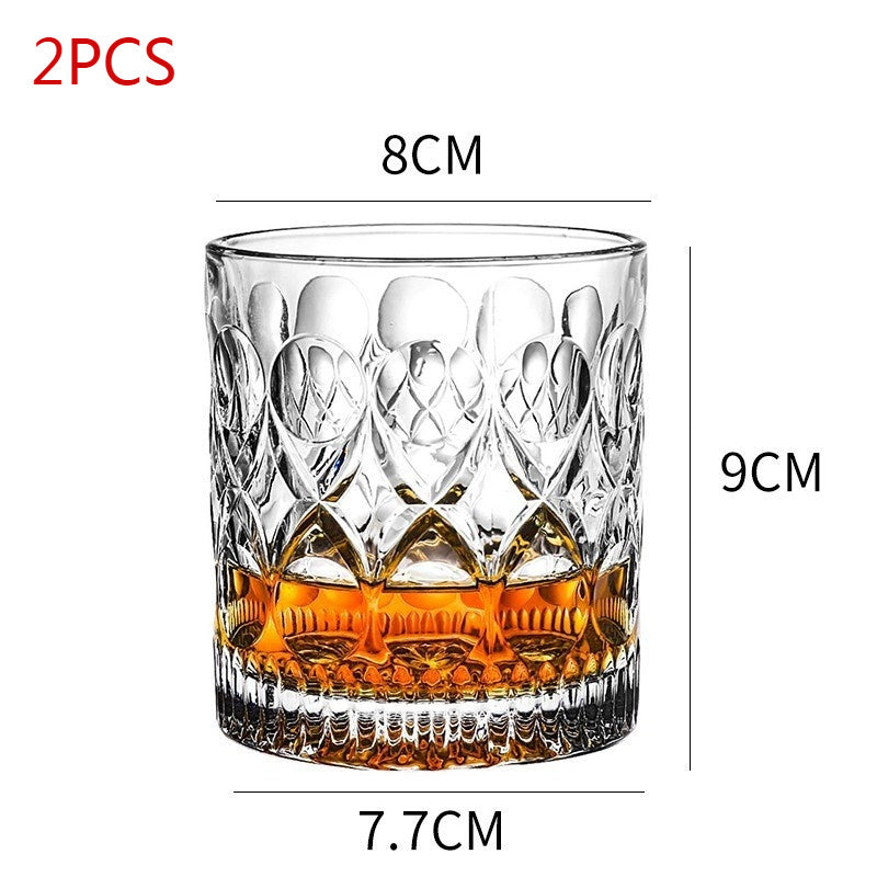 Whiskey Glass Wine Glass Foreign Wine Glass Crystal Glass Octagonal Glass Thickened Bar Glass Set Beer Glass