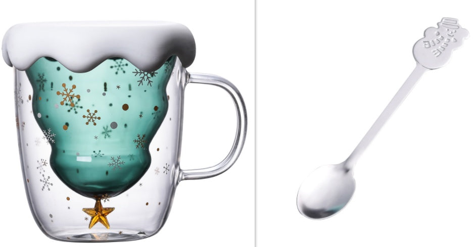 High Borosilicate Christmas Tree Double Glass Water Cup