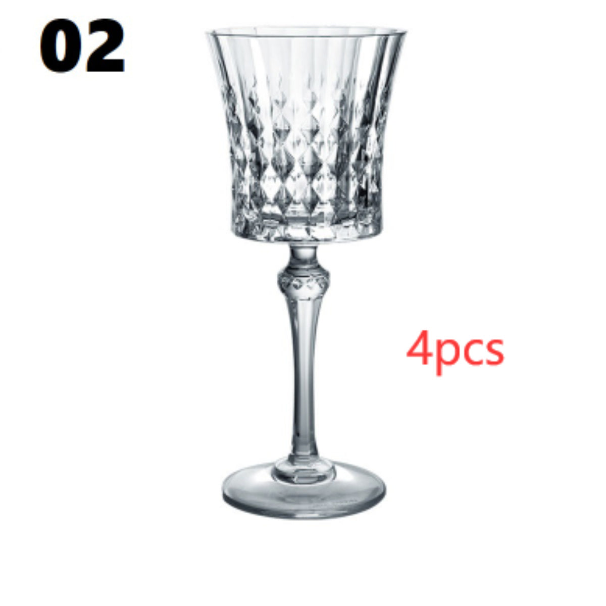 Crystal Champagne Engraved Red Goblet Wine Glass