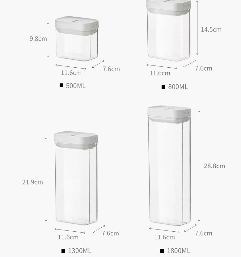 Transparent Airtight Jar Storage Box Square Pasta Storage Jar