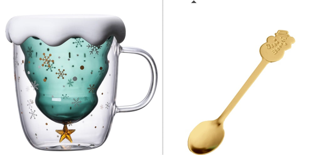 High Borosilicate Christmas Tree Double Glass Water Cup