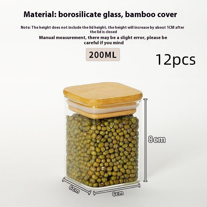 Kitchen Jar For Food Storage Round High Borosilicate Food Glass Jars with Bamboo Lid