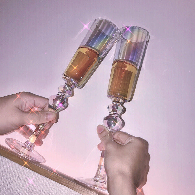 Streamer Rainbow Champagne Glass Crystal Glass Sparkling Wine Glass Sweet Wine Glass Sparkling Wine Glass Goblet